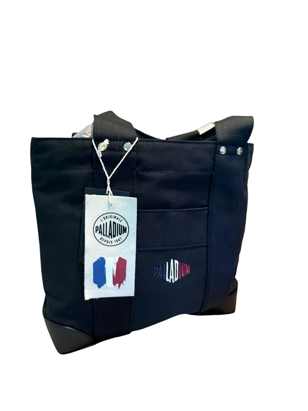 Palladium Black Canvas Laptop Tote with Embroidered Logo